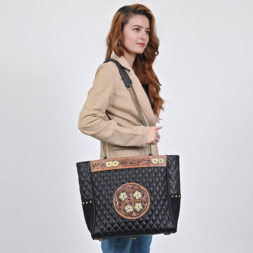 American Darling Tote Bag Beautifully Hand Tooled Leather women